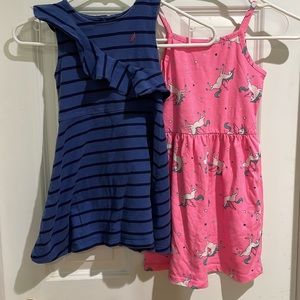 Two Girls dresses. One is carters size 4/5. The other is Nautica size 4t.